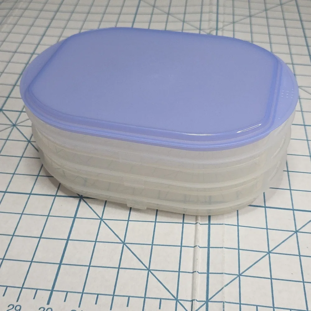Tupperware Fridge Stackables Deli Meat Keeper Stacking Trays with Blue Lid